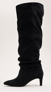 Sovana Suede Ruched Boots - Black